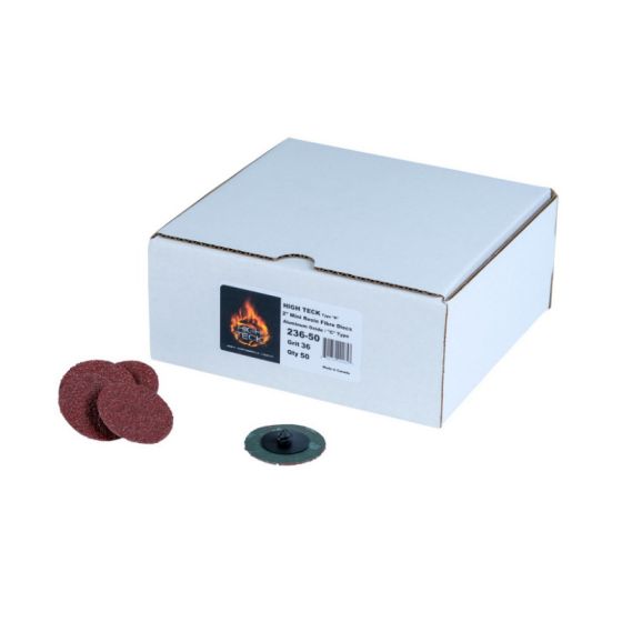 High Teck R-Style Disc, 2 In Dia, 36 Grit, Aluminum Oxide, Polymer Backing - 236-50 - High Teck™ 236-50 R-Style Disc, 2 in Dia, 36 Grit, Aluminum Oxide, Polymer Backing - High Teck 236-50