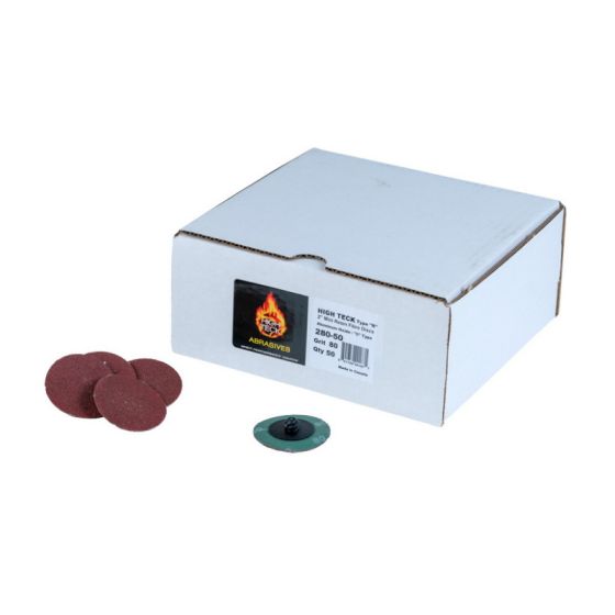 High Teck R-Style Disc, 2 In Dia, 80 Grit, Aluminum Oxide, Polymer Backing - 280-50 - High Teck™ 280-50 R-Style Disc, 2 in Dia, 80 Grit, Aluminum Oxide, Polymer Backing - High Teck 280-50