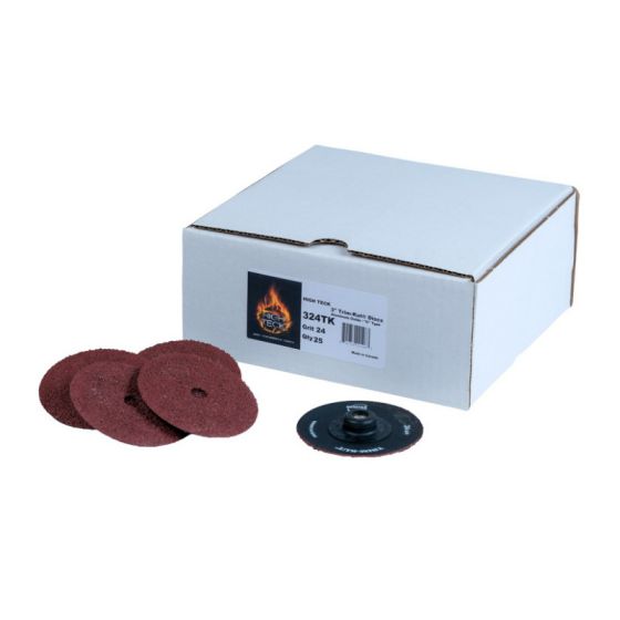 High Teck Trim-Kut™ R-Style Disc, 3 In Dia, 24 Grit, Aluminum Oxide, Polymer Backing - 324TK - High Teck™ Trim-Kut™ 324TK R-Style Disc, 3 in Dia, 24 Grit, Aluminum Oxide, Polymer Backing - High Teck 324TK